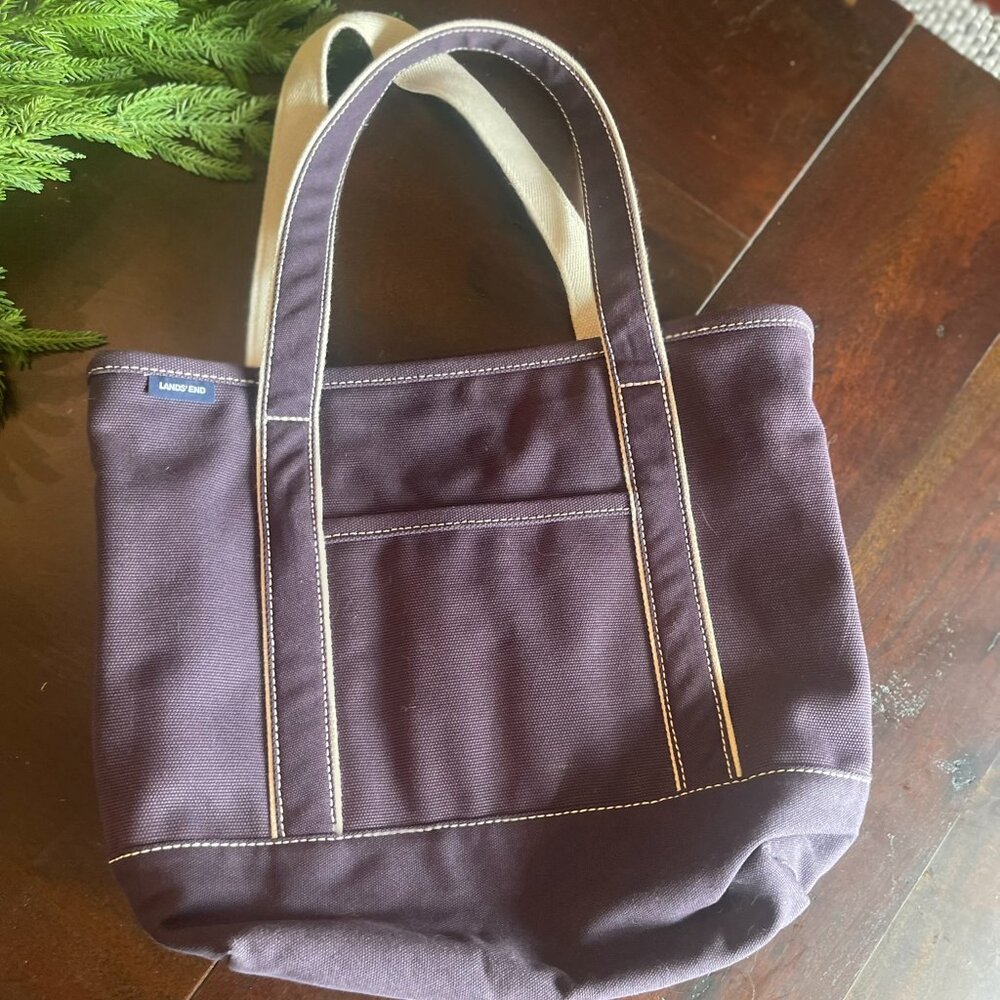 Land's End Navy Blue Canvas Tote
